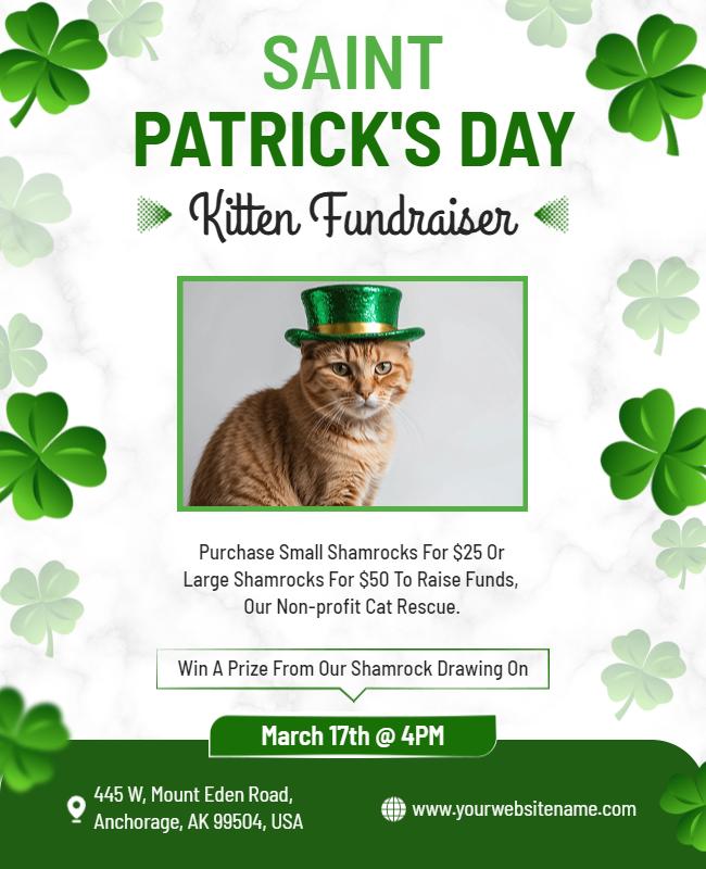 Saint Patricks Day Kitten Fundraiser Flyer Template