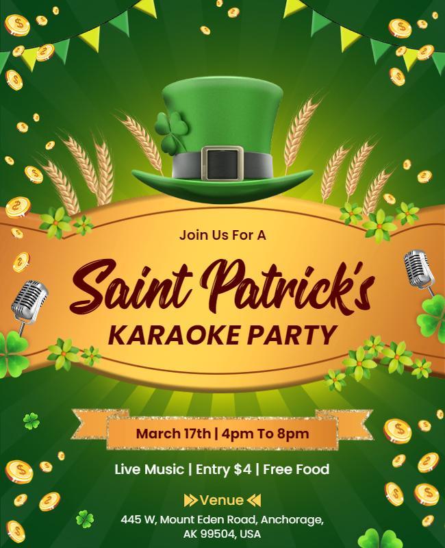 Saint Patricks Karaoke Party Flyer Template