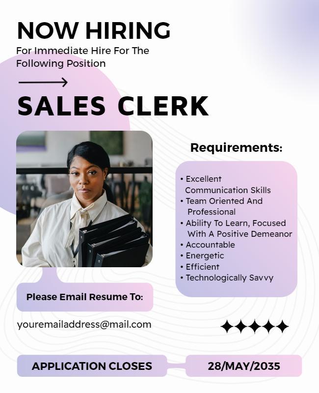 Sales Clerk Job Hiring Flyer Template