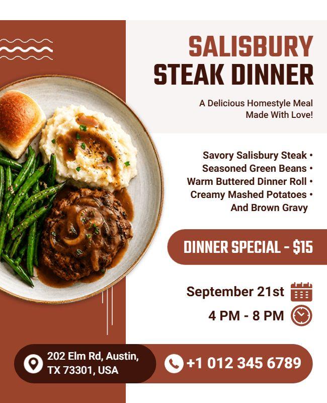 Salisbury Steak Dinner Event Flyer Template