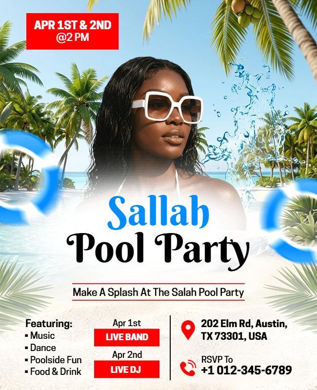 Sallah Pool Party Event Flyer Template