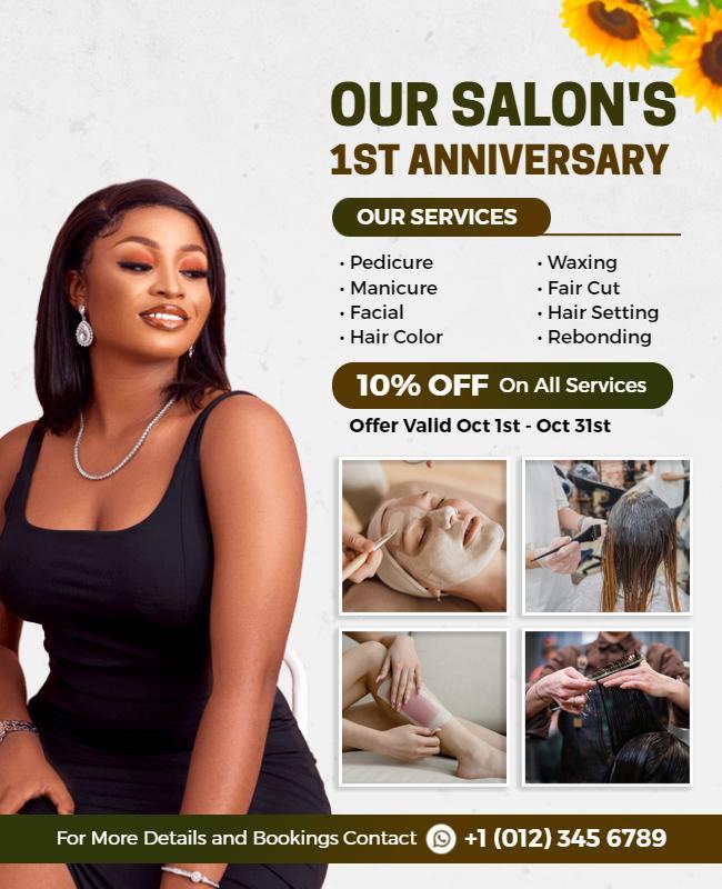 Salon Anniversary Celebration Services Flyer Template