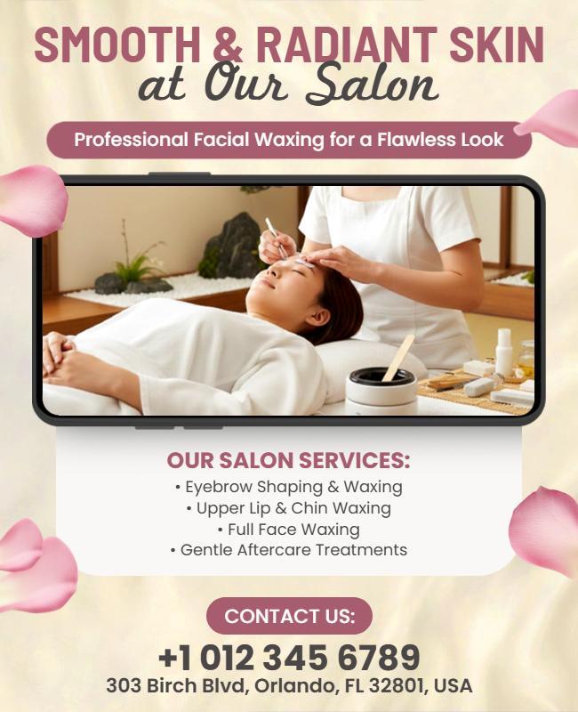 Salon Facial Waxing Services Promotion Flyer Template