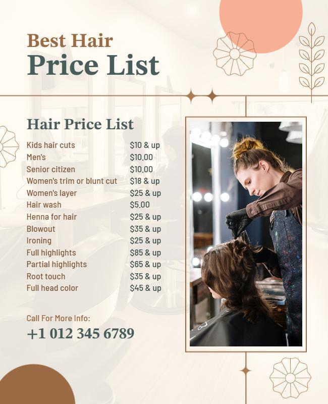 Salon Services Hair Price List Flyer Template