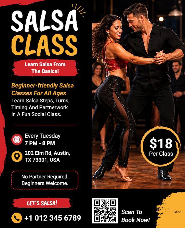 Salsa Dance Class Promotion Flyer Template