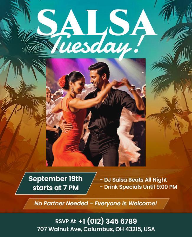 Salsa Tuesday Dance Night Event Flyer Template