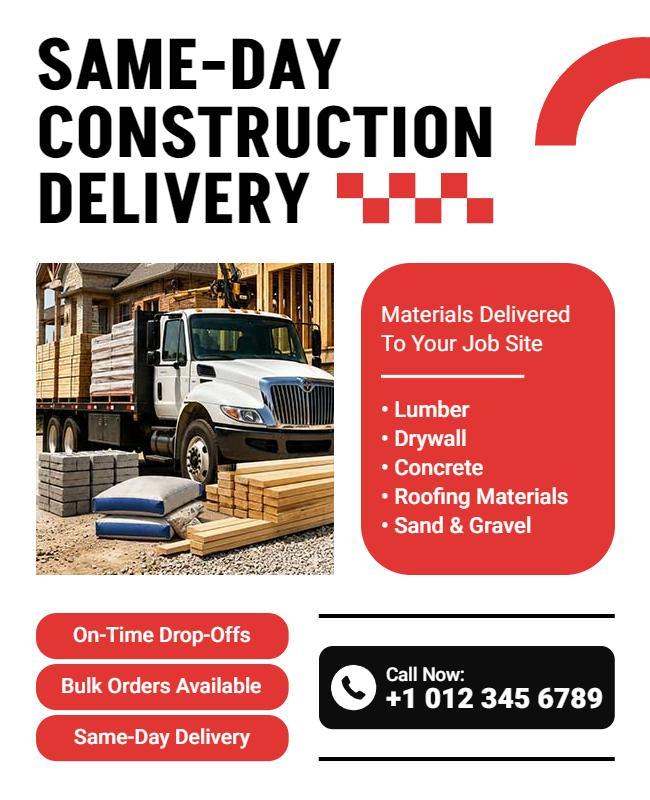 Same-Day Construction Delivery Flyer Template