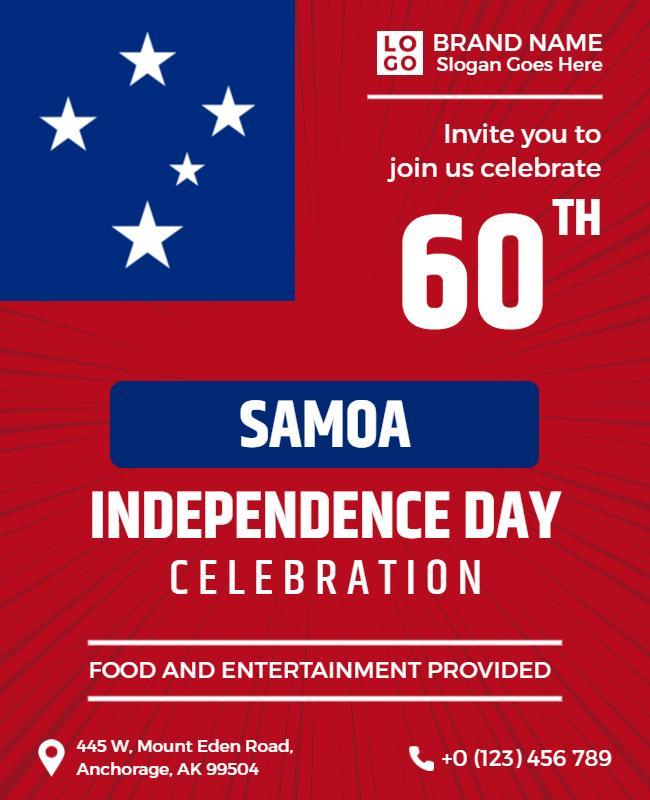 Festive Red Samoa Independence Day Celebration Flyer Template