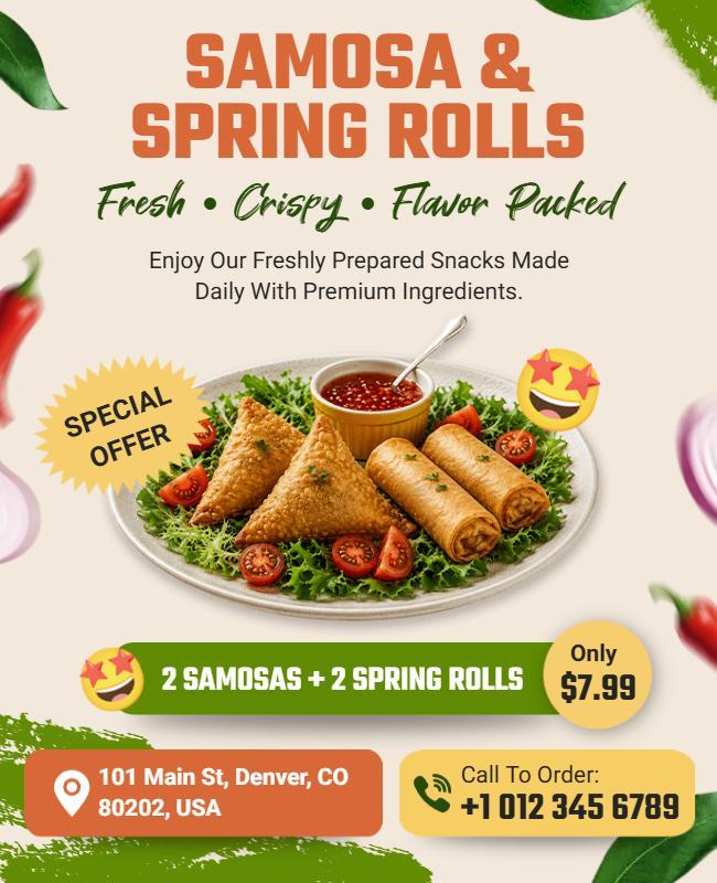 Samosa and Spring Rolls Special Offer Flyer Template