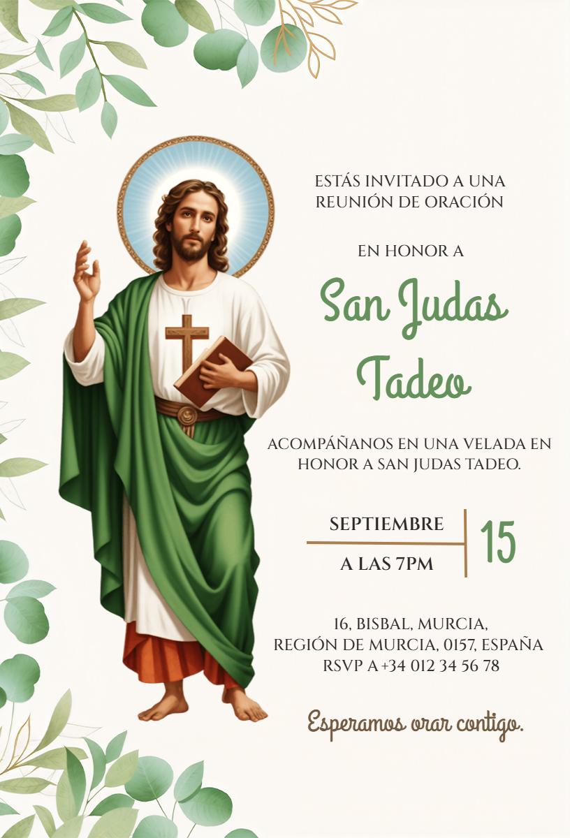 San Judas Tadeo Prayer Meeting Church Invitation Template