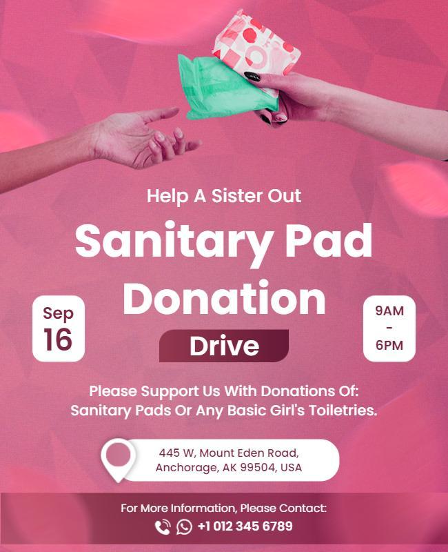 Sanitary Pad Donation Drive Flyer Template