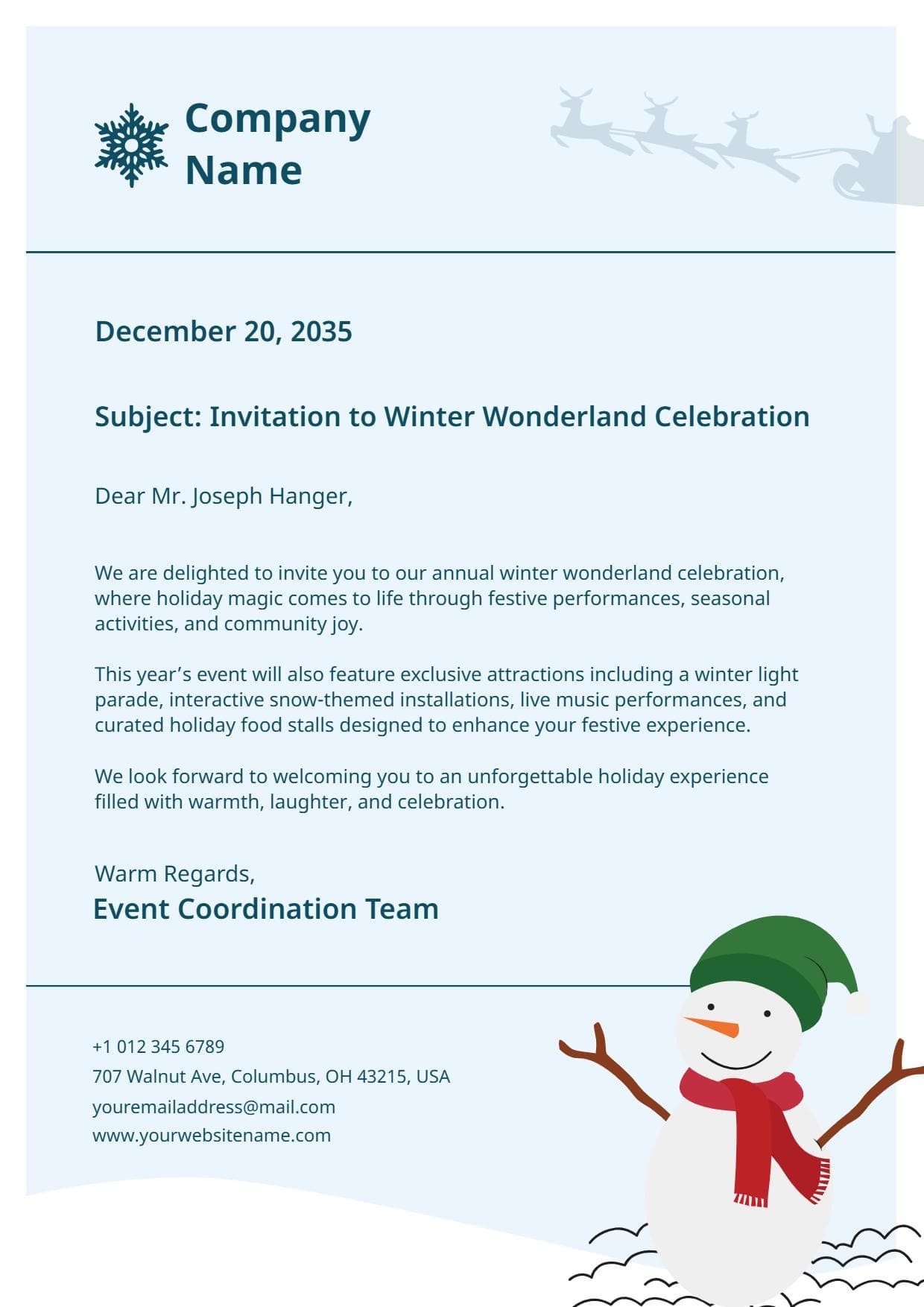 Santa Claus Holiday Letterhead Template