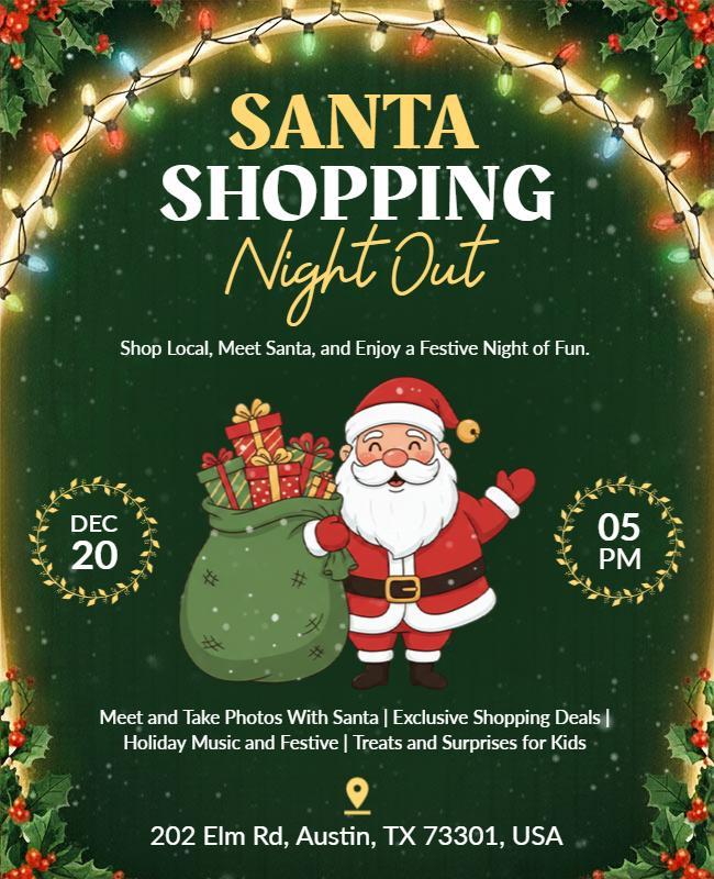 Santa Shopping Night Out Event Flyer Template