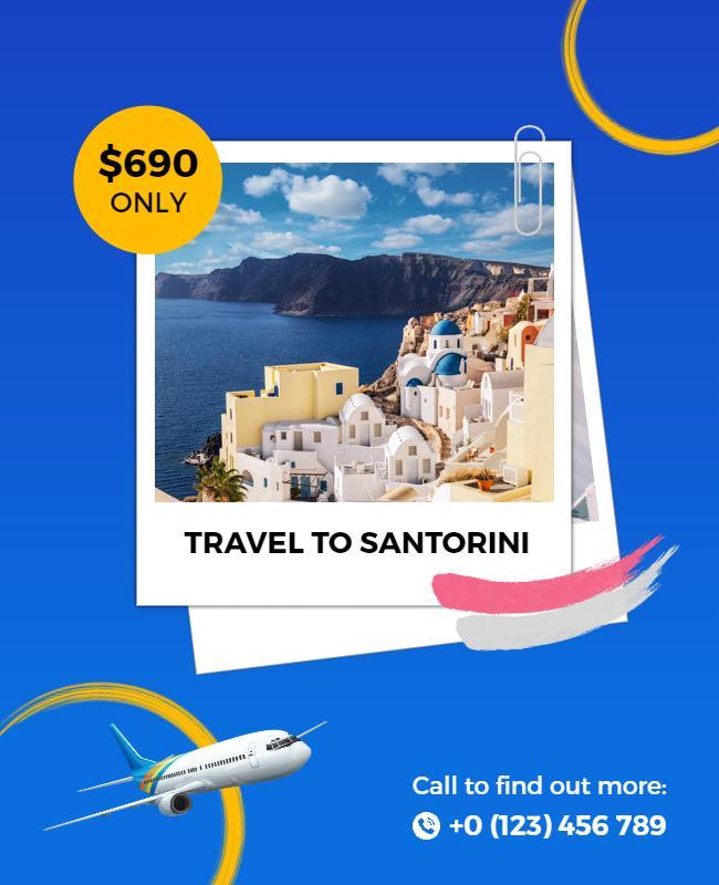 Santorini Vacation Promotion Flyer Template