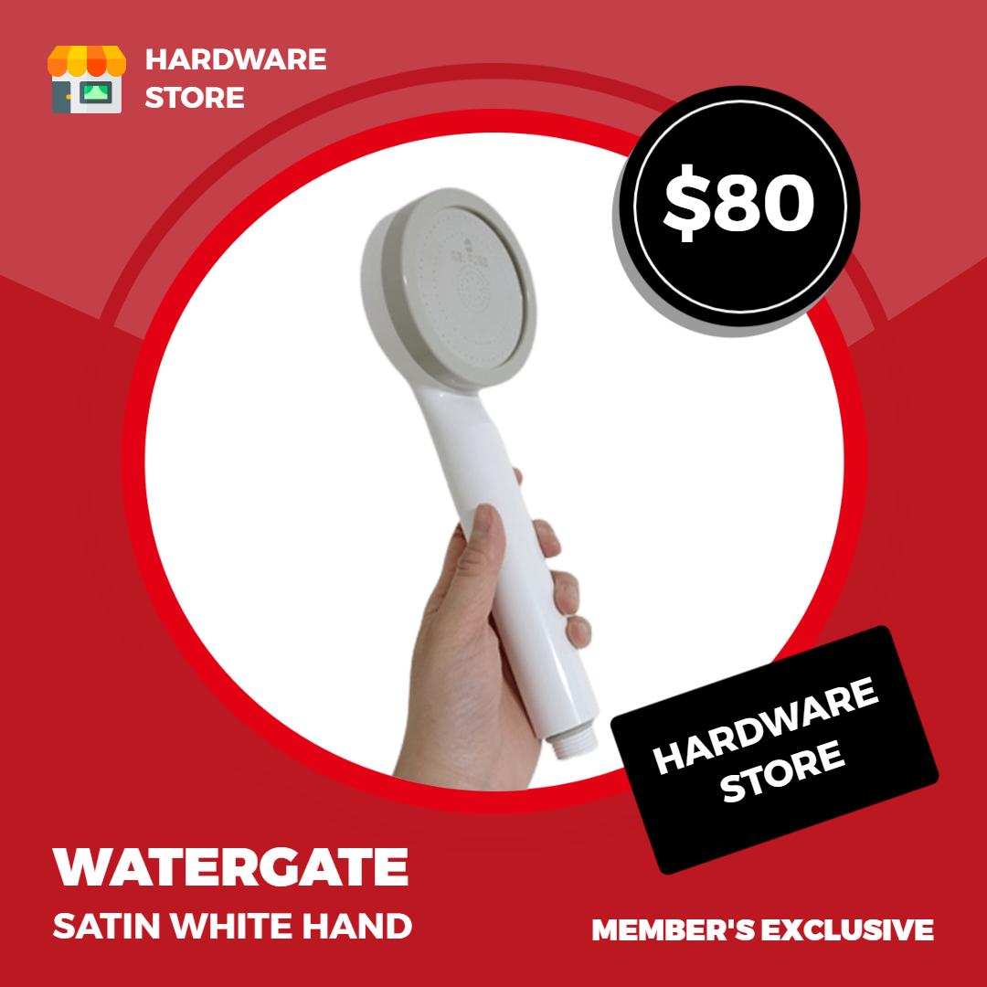 Satin White Watergate Hand Tool for Hardware Store Promotion Ad Template