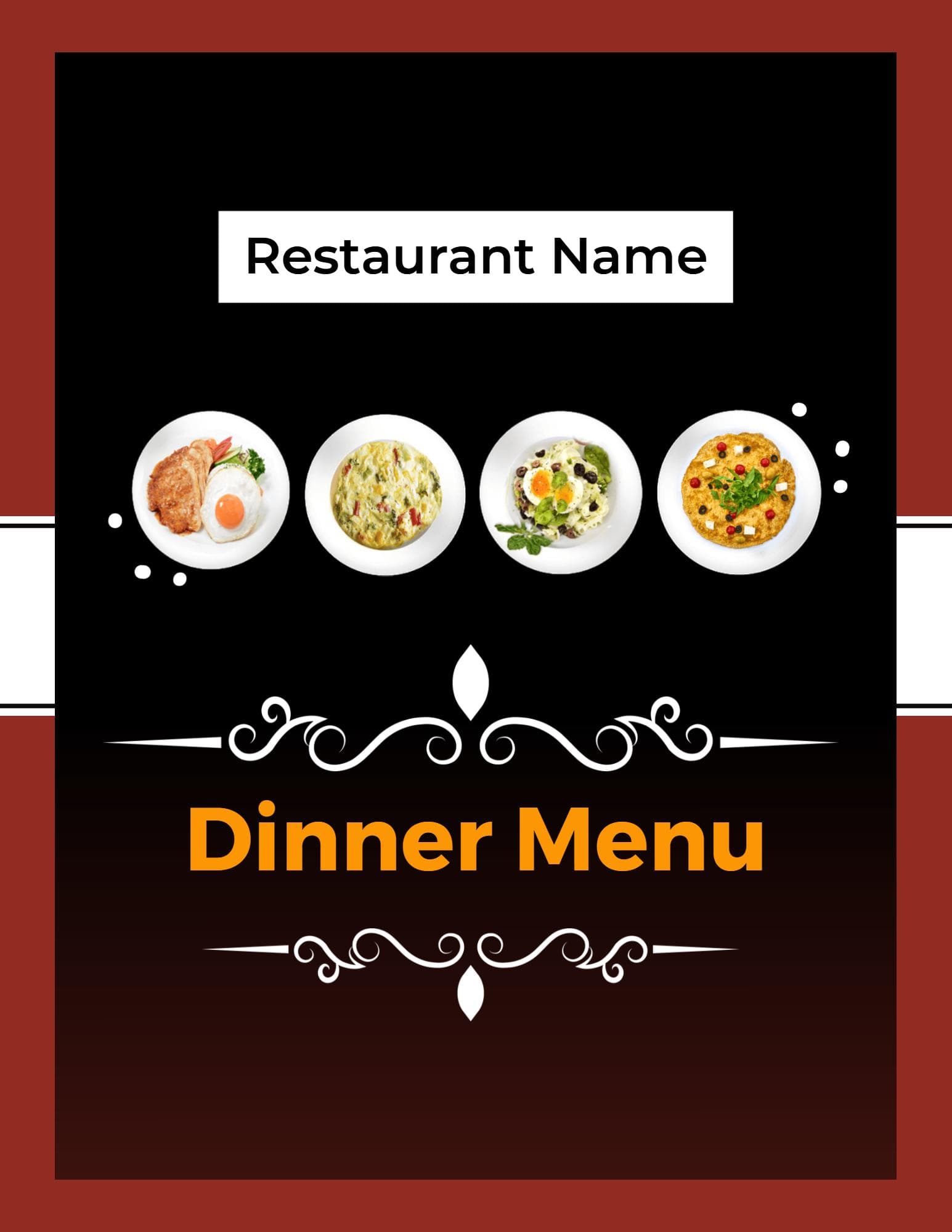 Satisfying Hearty Meals and Flavorful Options Dinner Menu Template