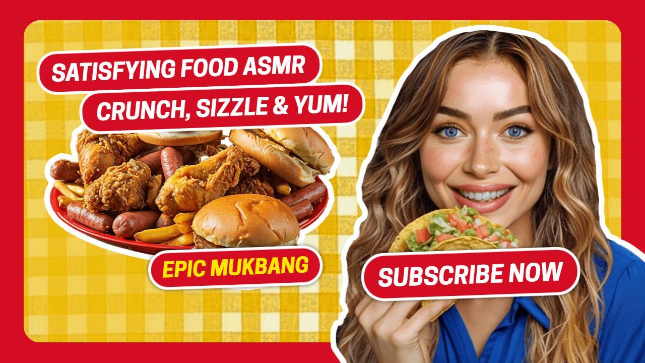 Satisfying Mukbang Food ASMR Crunch Sizzle YouTube Thumbnail Template