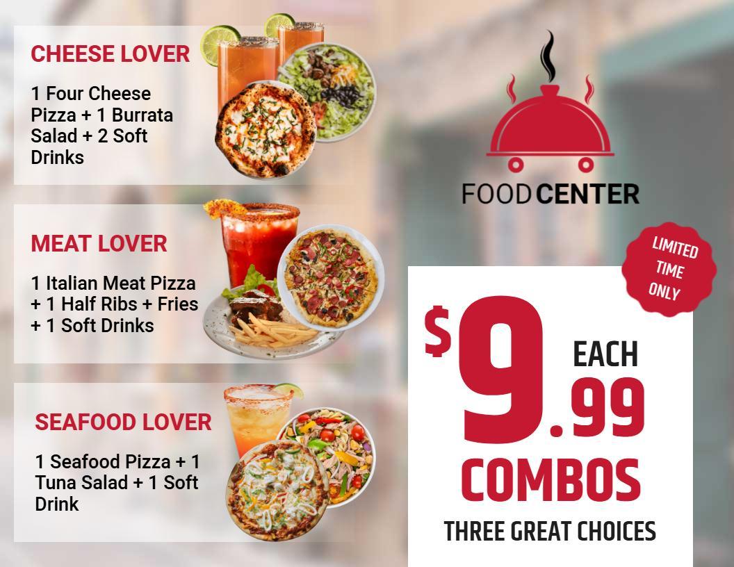 Satisfying Soft Drinks Paired with Entree Selections Combo Menu Template