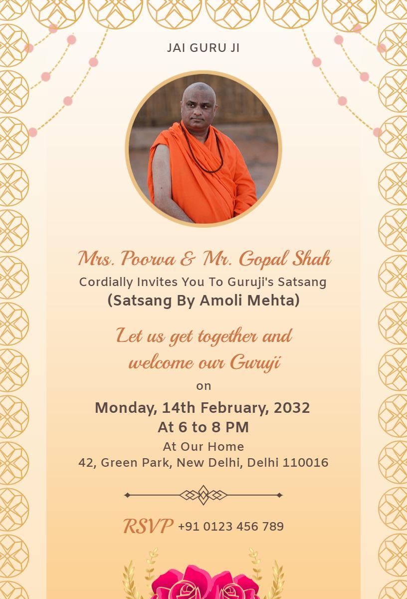 Satsang Gathering Spiritual Pooja Invitation Template