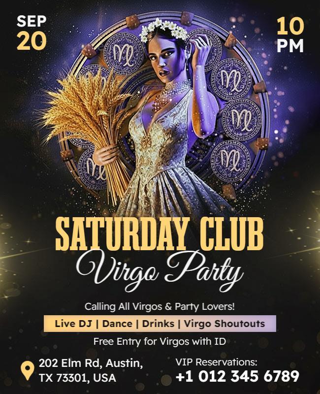 Saturday Club Virgo Party Flyer Template
