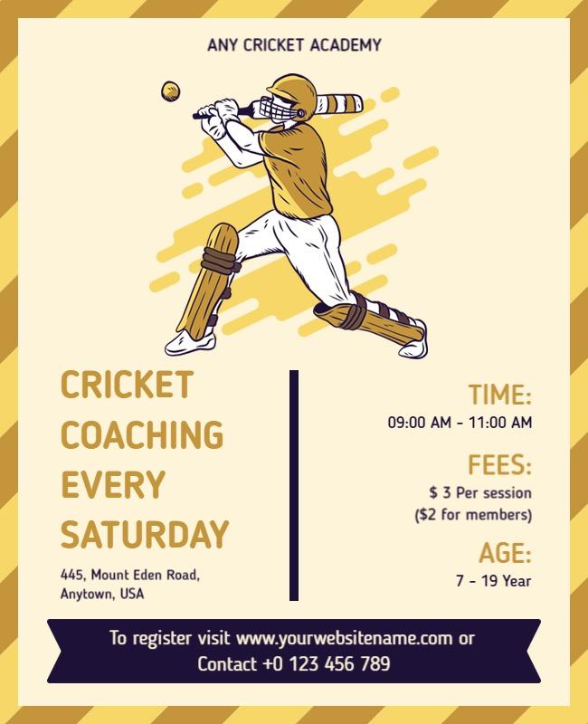 Saturday Cricket Coaching Program Flyer Template