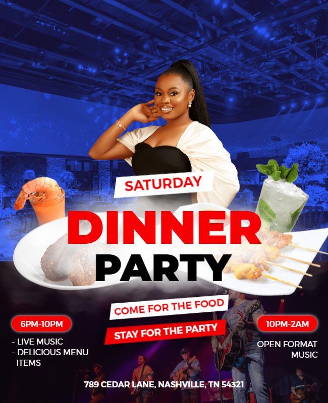 Saturday Dinner and Live Music Party Flyer Template