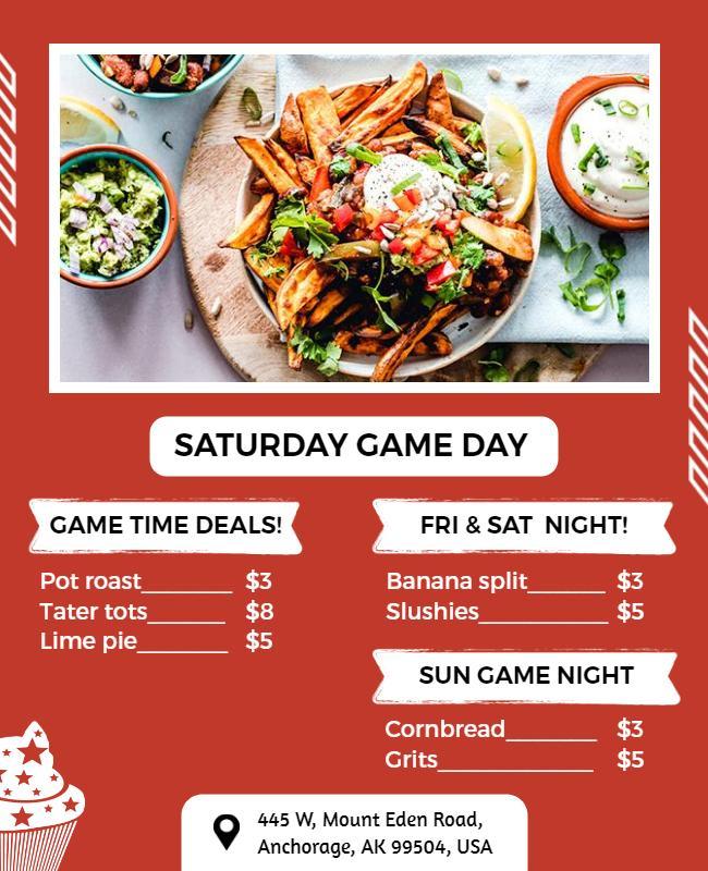 Saturday Game Day Restaurant Specials Flyer Template