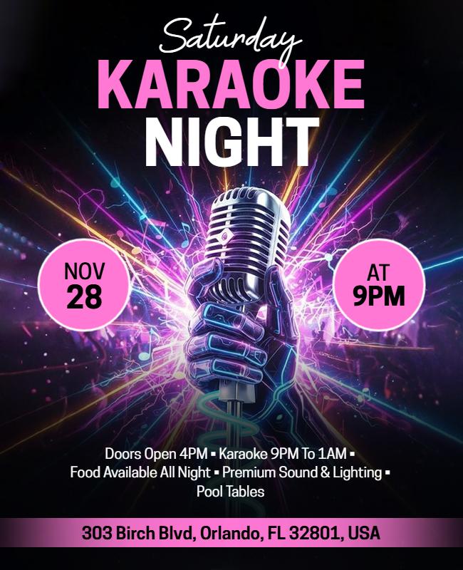 Saturday Karaoke Night Event Flyer Template