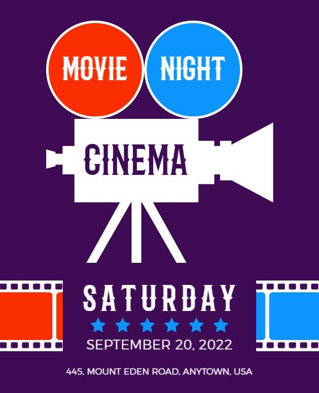 Saturday Movie Night Cinema Event Flyer Template