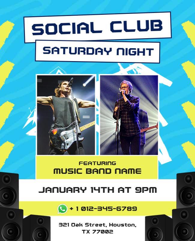 Saturday Night Social Club Music Event Flyer Template