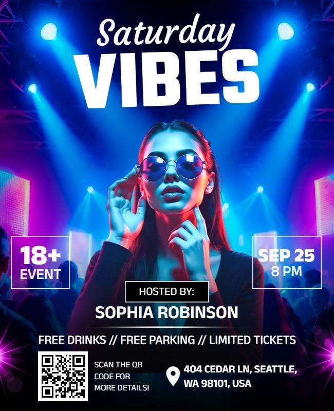 Saturday Night Vibes Party Flyer Template