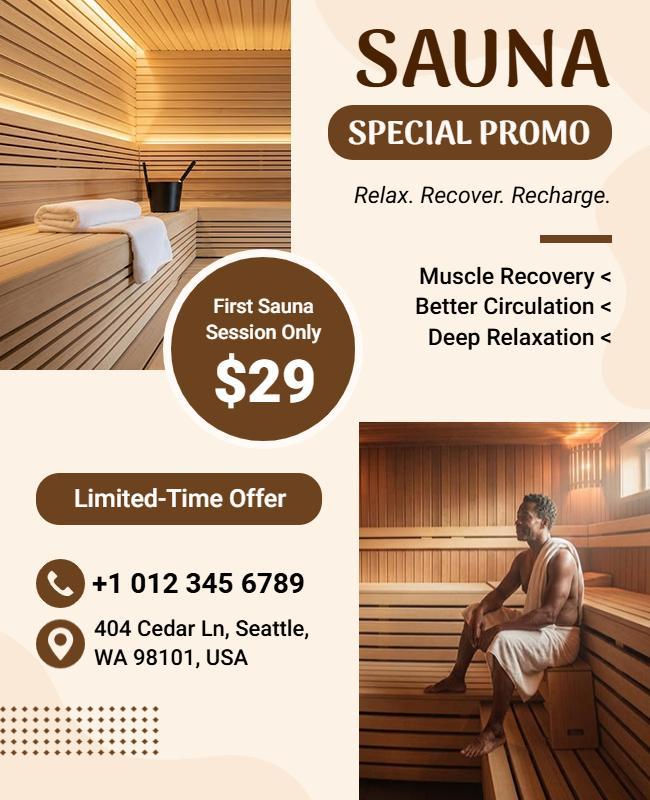Sauna Special Promotion Relaxation Flyer Template