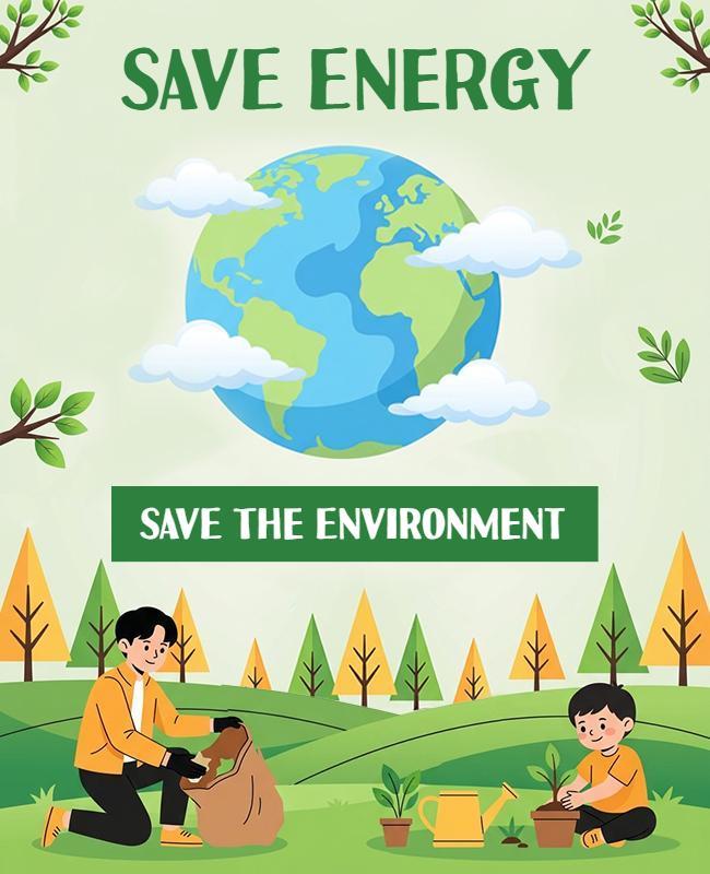 Save Energy and Environment Awareness Poster Template