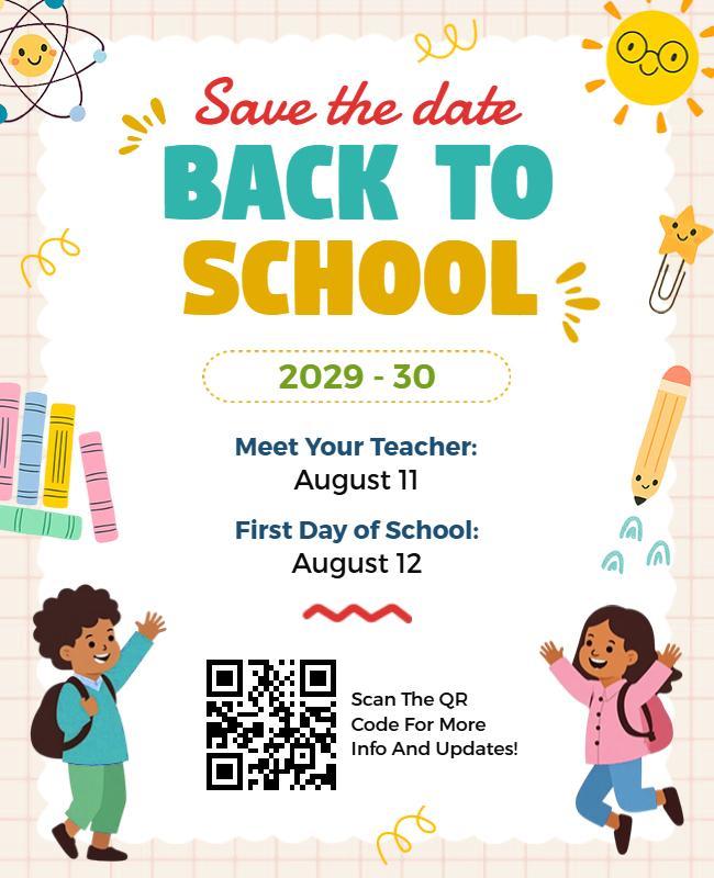 Save the Date Back to School Event Announcement Flyer Template