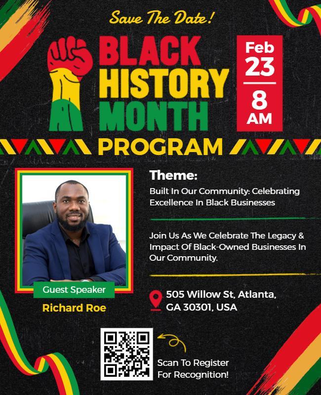 Save the Date Black History Month Celebration Program Flyer Template