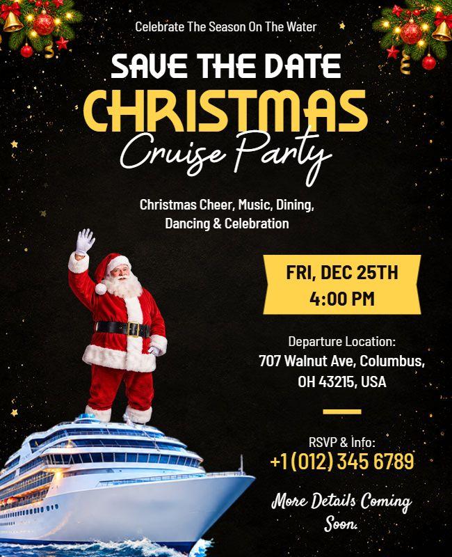 Save the Date Christmas Cruise Flyer Template