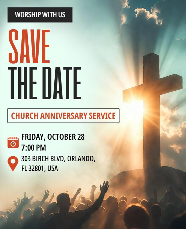 Save the Date Church Anniversary Poster Template