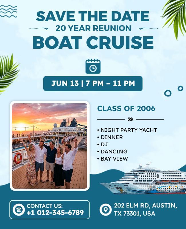 Save the Date Class of 2006 Boat Cruise Gathering Flyer Template