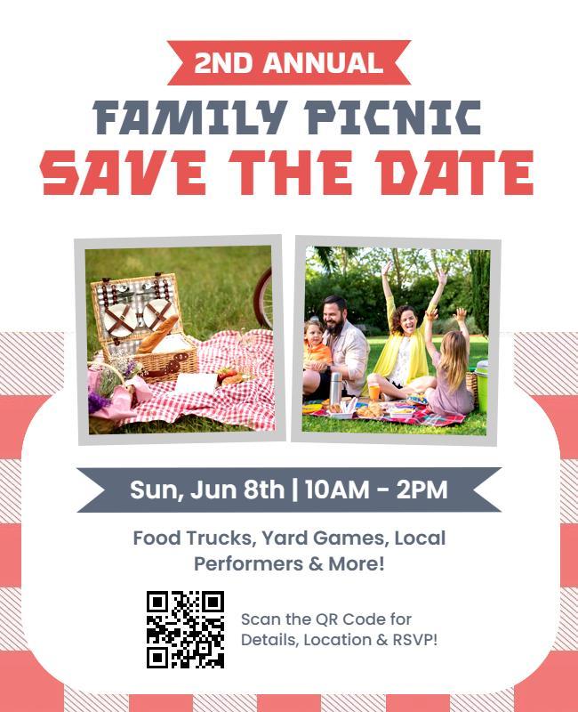 Save the Date Family Picnic Gathering Flyer Template