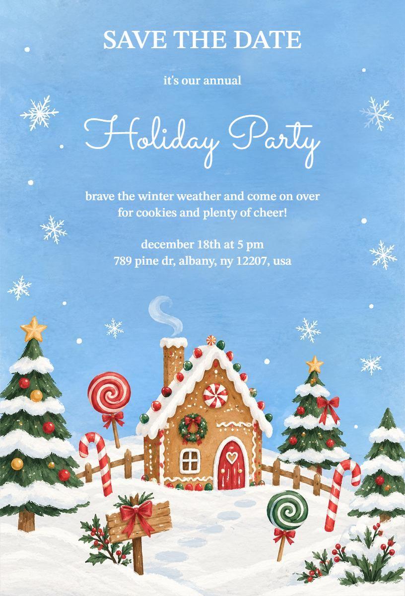 Save the Date for Annual Holiday Party Invitation Template