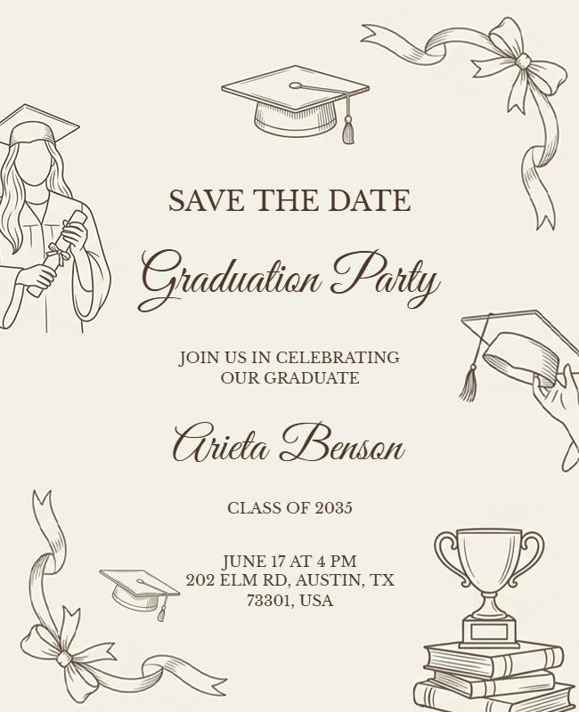 Save the Date Graduation Party Flyer Template
