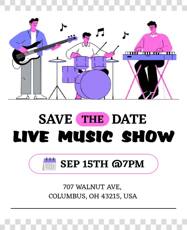 Save the Date Live Music Show Event Flyer Template