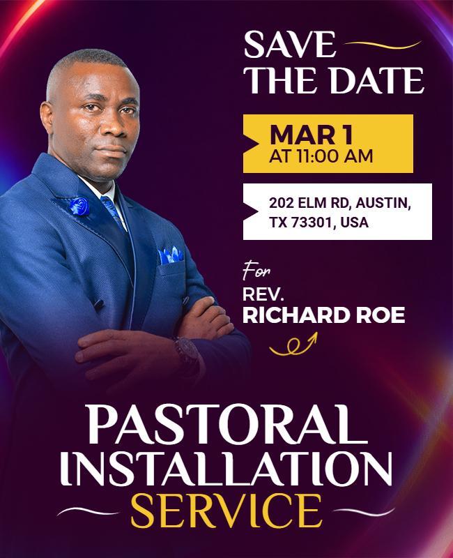 Save the Date Pastoral Installation Service Event Flyer Template