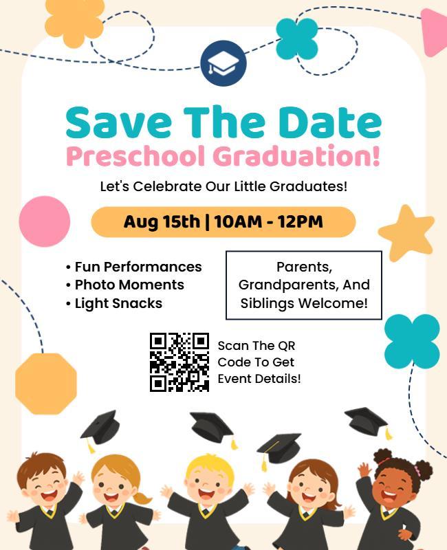 Save the Date Preschool Graduation Flyer Template