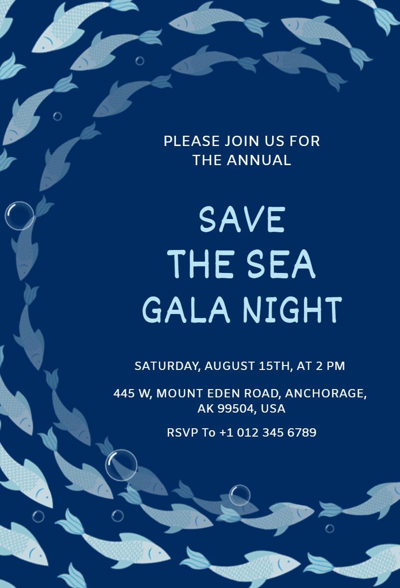 Save the Sea Ocean Conservation Gala Invitation Template