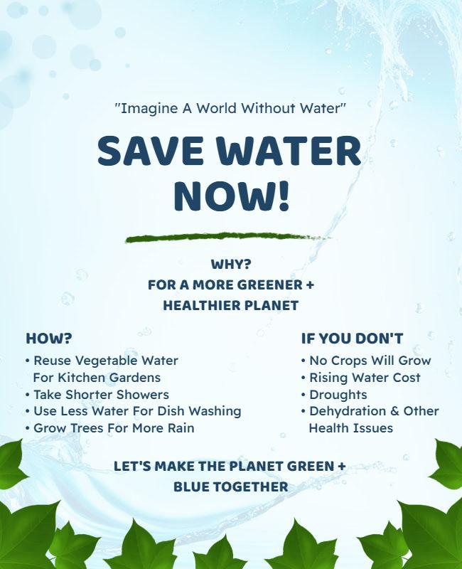 Save Water Awareness Campaign Flyer Template