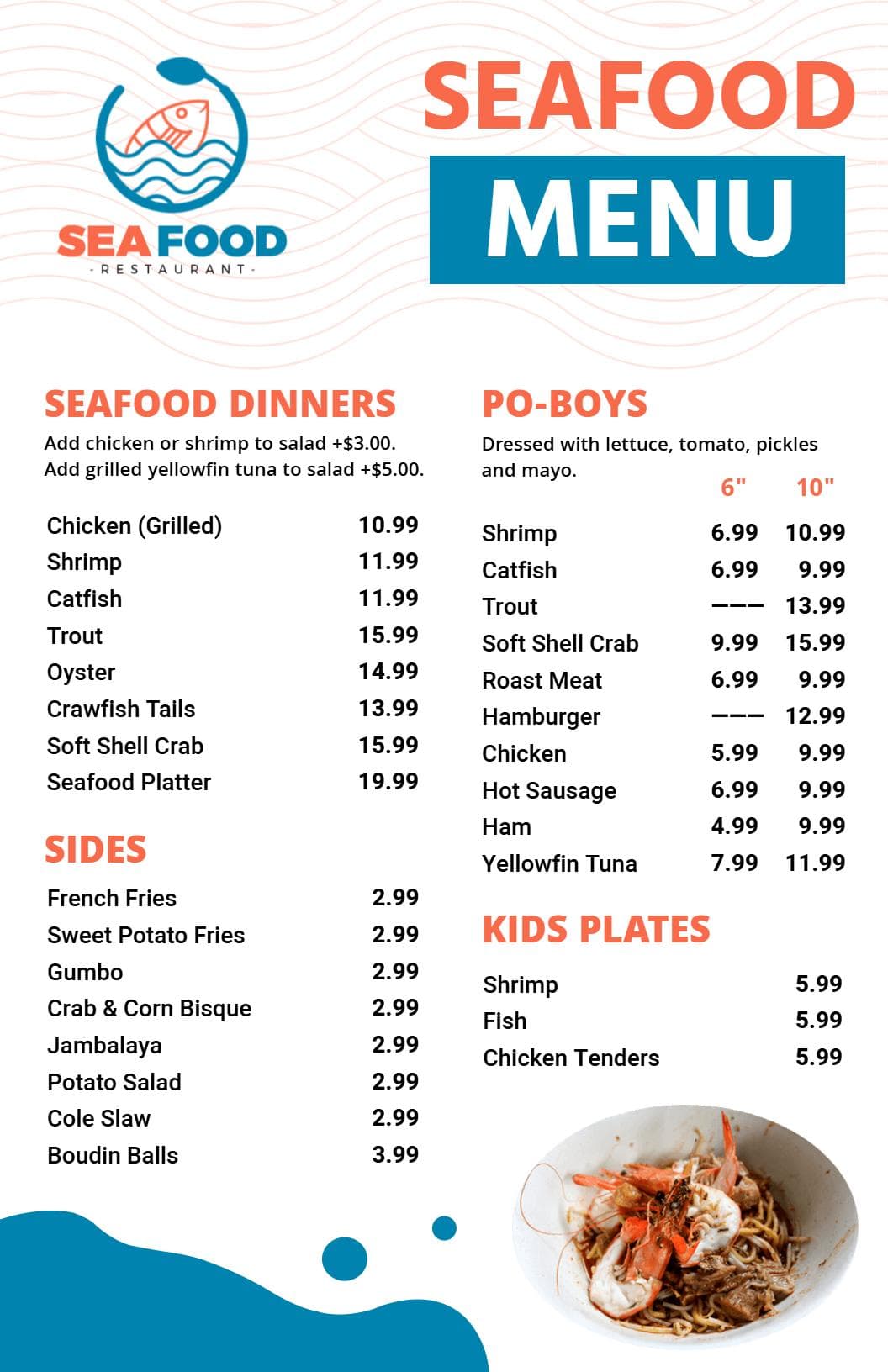 Savoring Fresh Shrimp and Fish Delights Seafood Menu Template