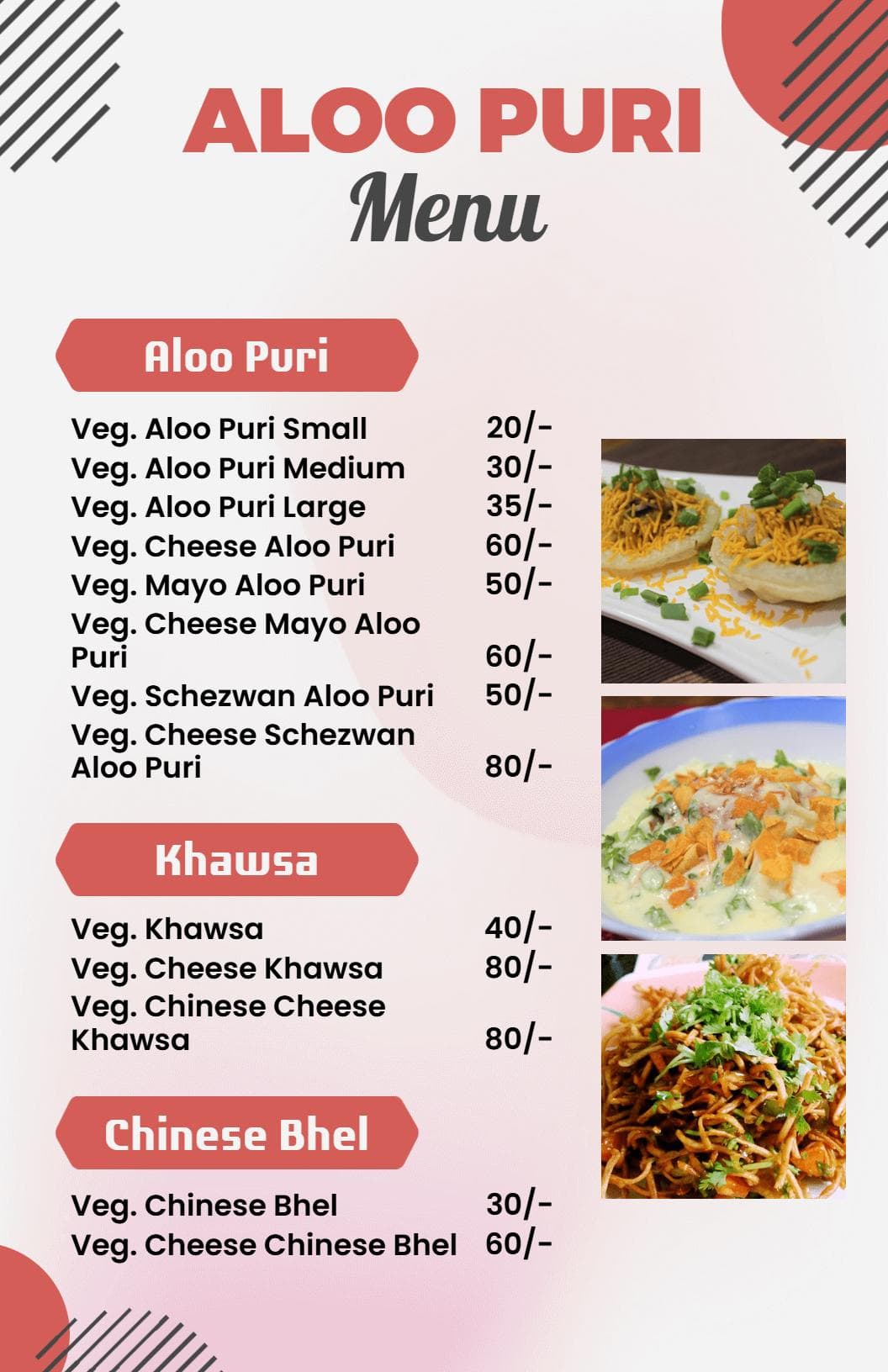 Savory Aloo Puris and Flavorful Indian Dishes Indian Cuisine Menu Template