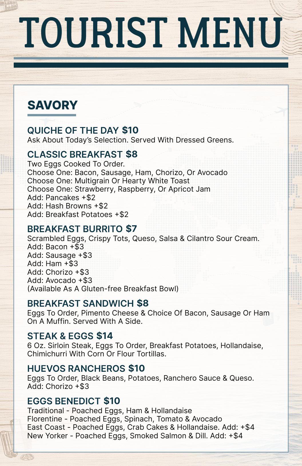 Savory Breakfast and Delicious Lunch Combinations Tourist Menu Template