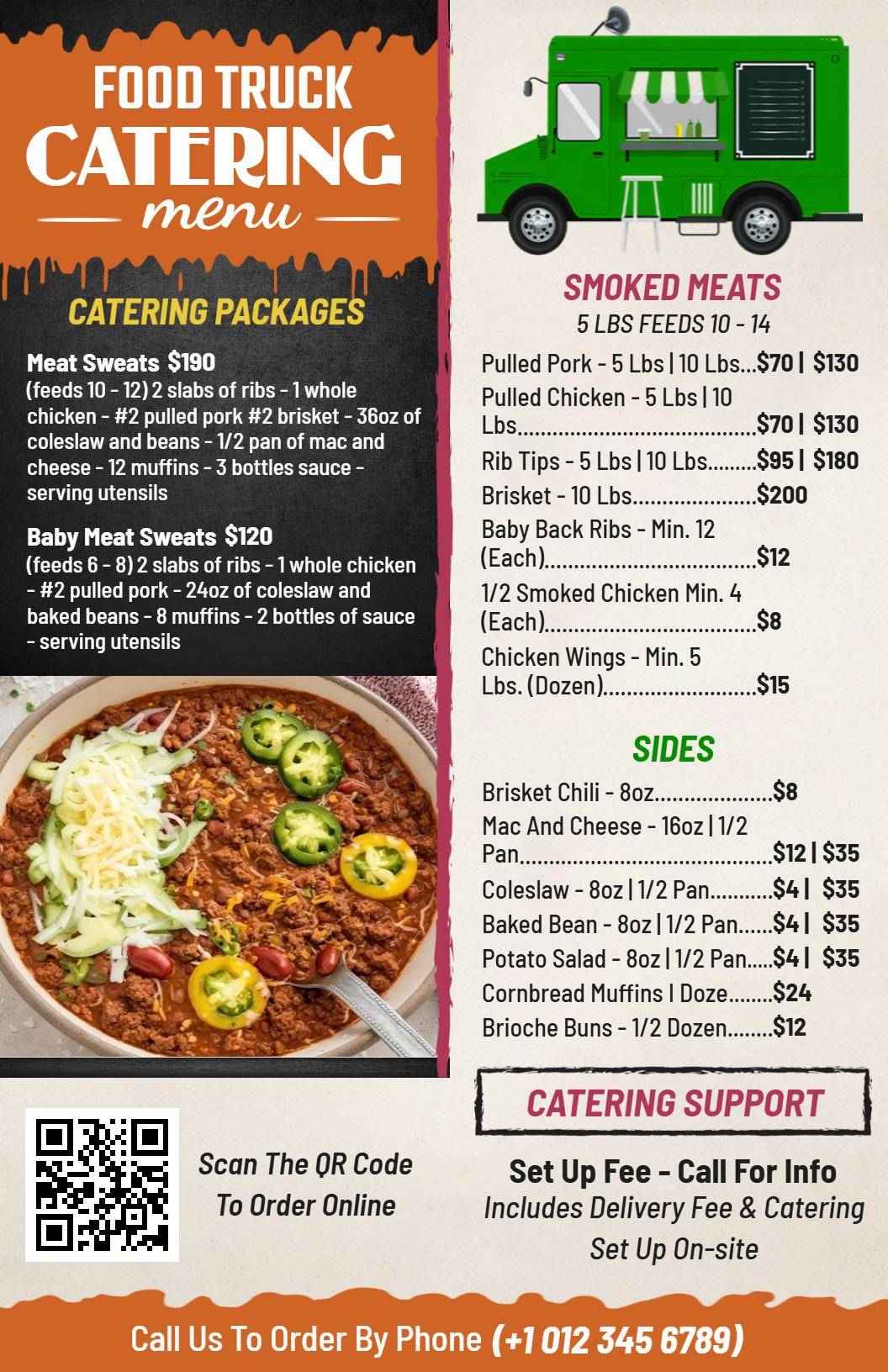 Savory Catering Packages Featuring Delicious Smoked Meats Menu Template